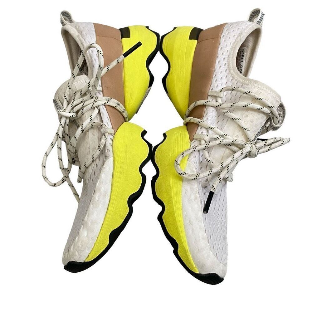 SOREL Kinetic Impact Lace Sneakers Sea Salt Yellow NL4073-126 Womens Size 8